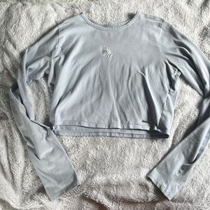 blue baby tee size L